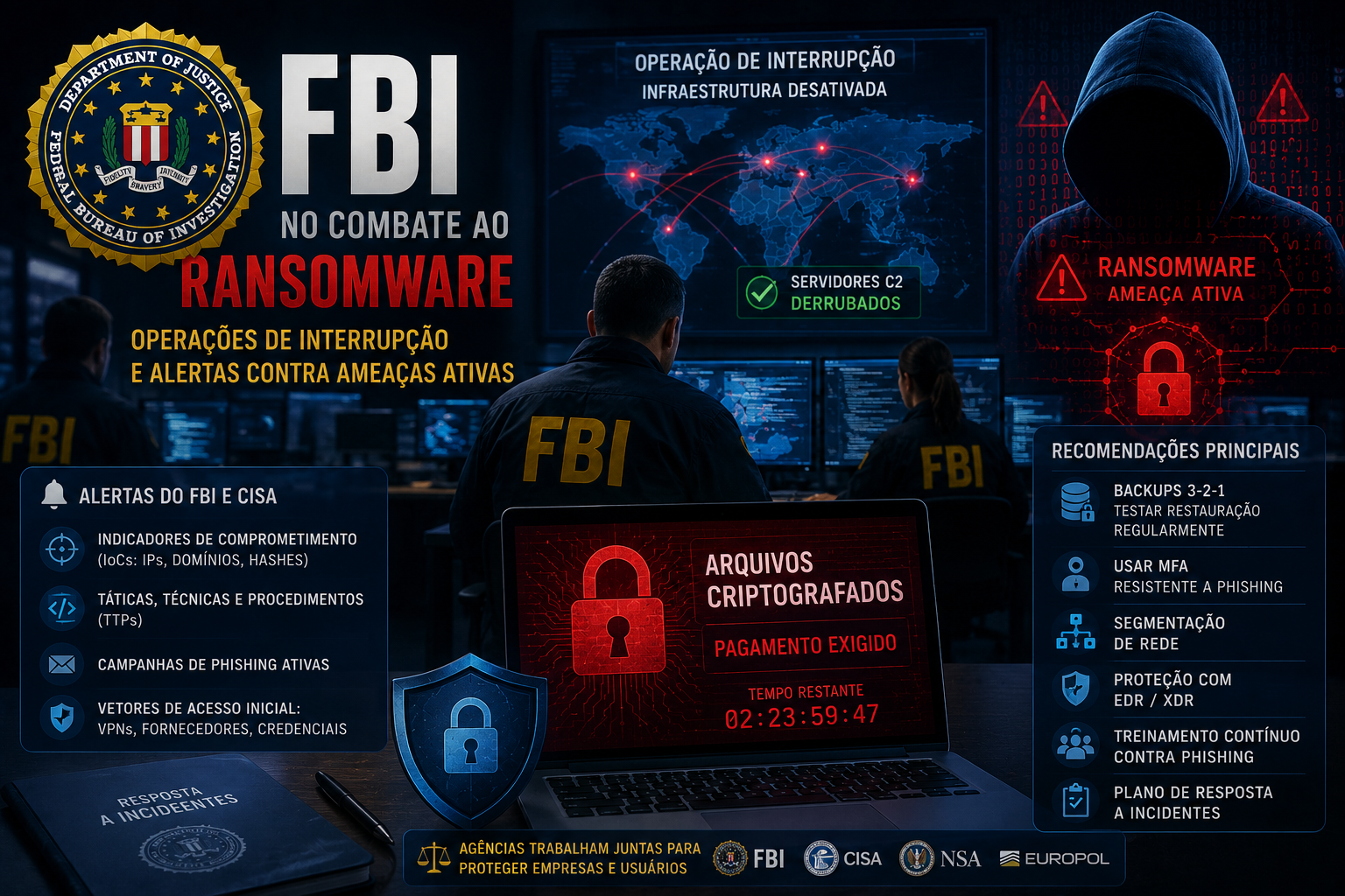 FBI intensifica combate ao ransomware com operações de interrupção e novos alertas de segurança
